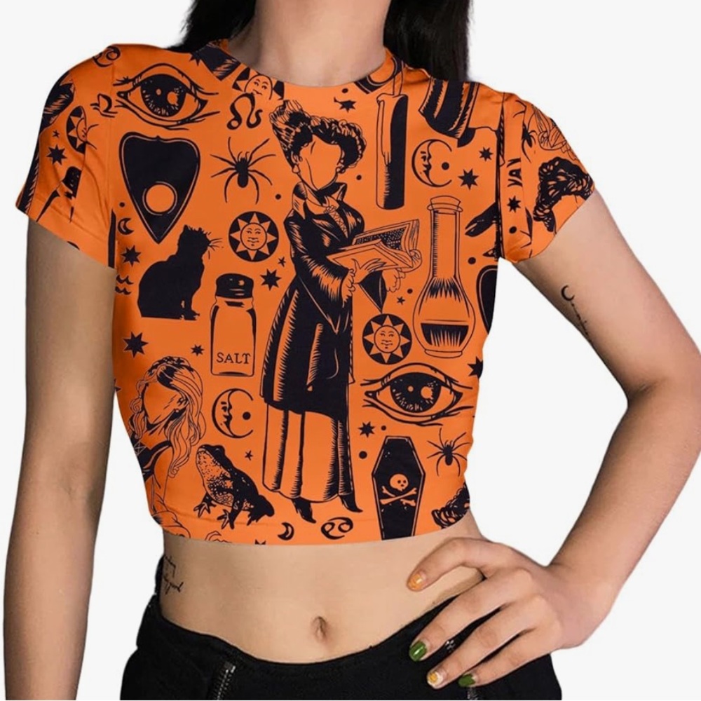 Halloween Doodles Crop Top Women